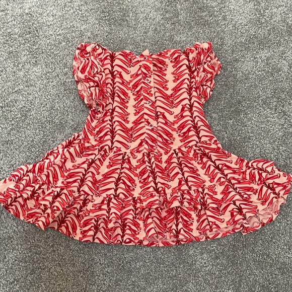 Kate Quinn Short Sleeve Double Ruffle Top & Bloomer Set- Red Vine Stripe 🌟HP🌟 - Picture 7 of 11